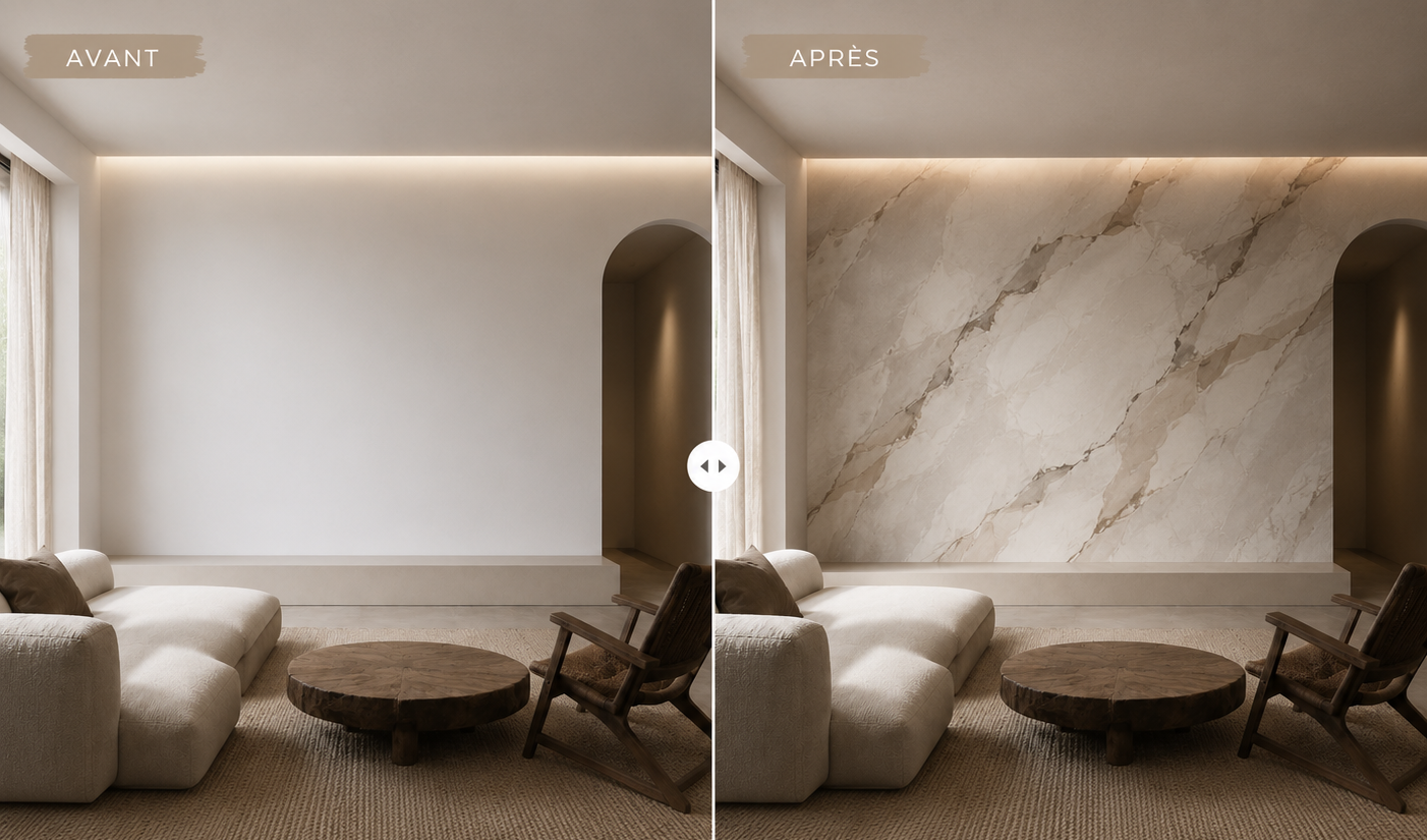 Avant/Après : transformez votre intérieur grace à l'effet marbre en stucco